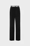 Noir - Pantalon en laine Taped