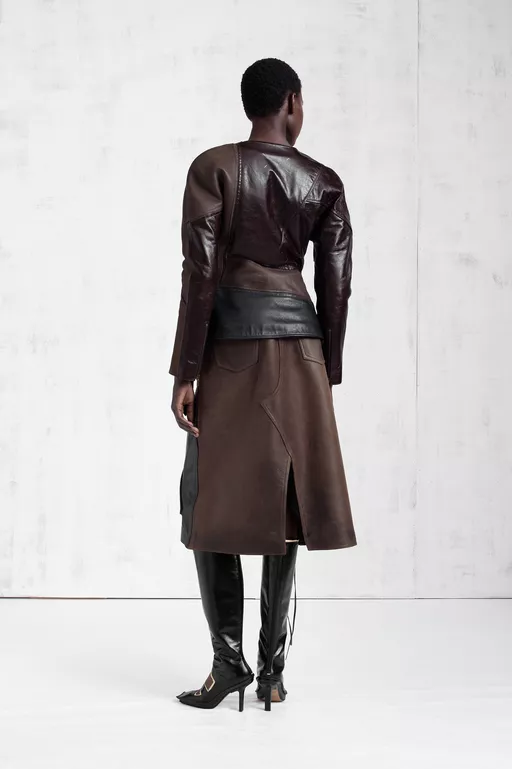 Assemblage Calf Leather Midi Skirt - Midi Skirts