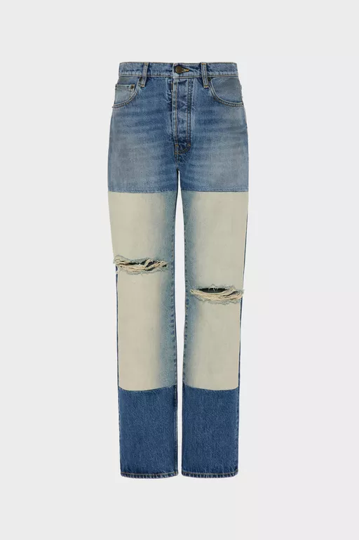 Patchwork Panel Jeans - Denim