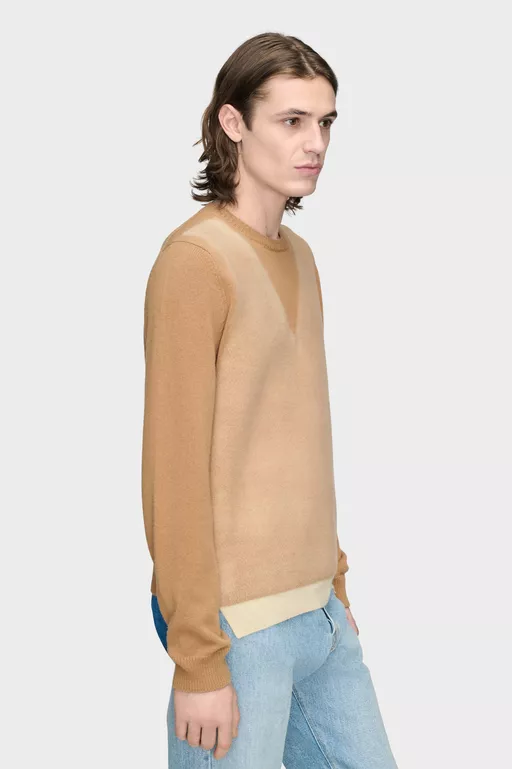 Fused Knit Wool Crewneck Sweater - Knitwear