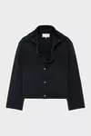 Black - Folded Collar Denim Jacket