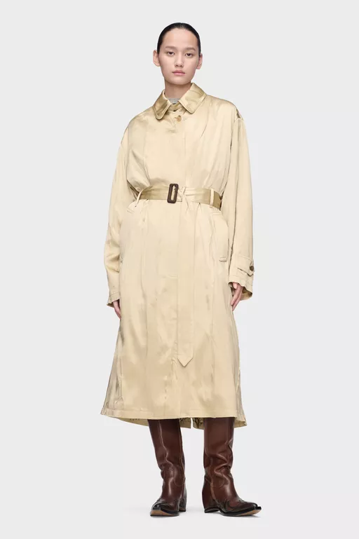 Creased Silk Trench Coat - Raincoats
