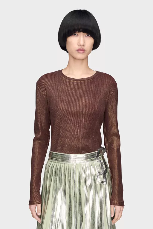 Silver Print Long-Sleeve Top - Short-sleeved Top