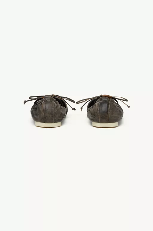 Square-toe leather ballerina shoes - Ballerinas