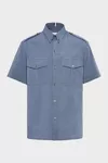 Blue - Folded Collar Short-Sleeve Shirt
