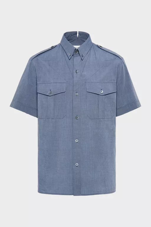Folded Collar Short-Sleeve Shirt - Shirts