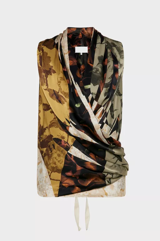 Draped Silk Top - Tops