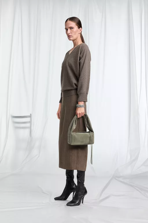 Draped V-Neck Sweater - Overalls