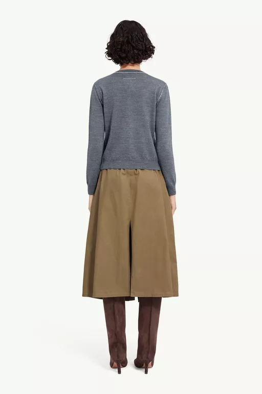 Cardigan boutonn&eacute; en laine m&eacute;lang&eacute;e - Ensemble