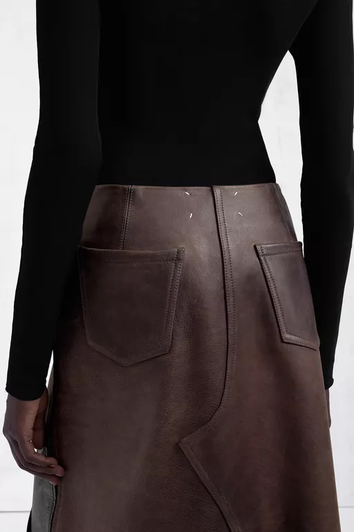 Assemblage Calf Leather Midi Skirt - Midi Skirts