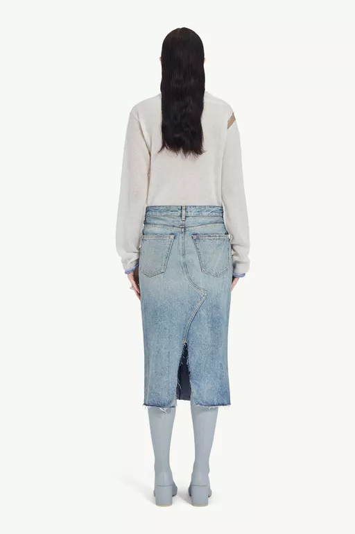 Mid-length denim skirt - Skirts