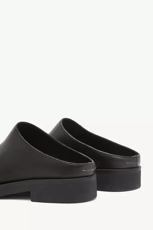 Round-toe leather Biker mules - Slippers