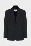 Black - Folded Collar Wool Blazer
