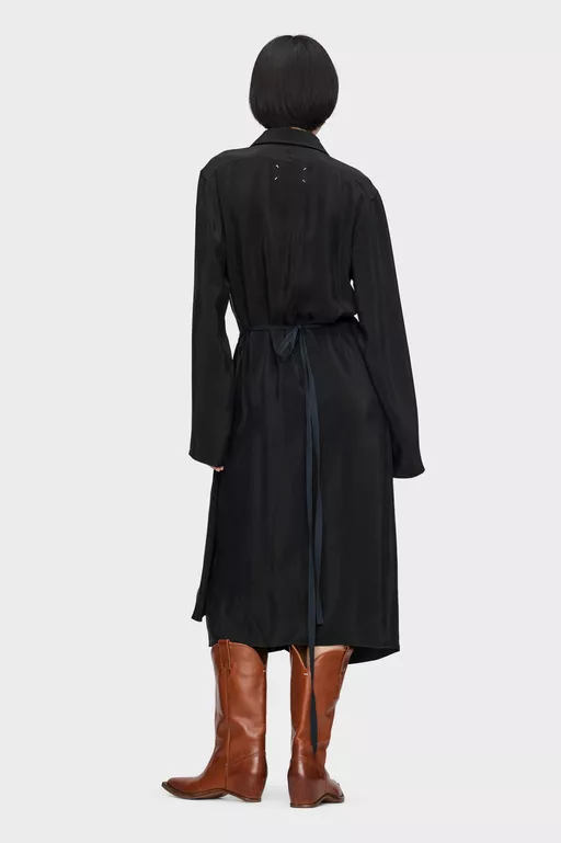 Draped Shirt Dress - Midi Dress