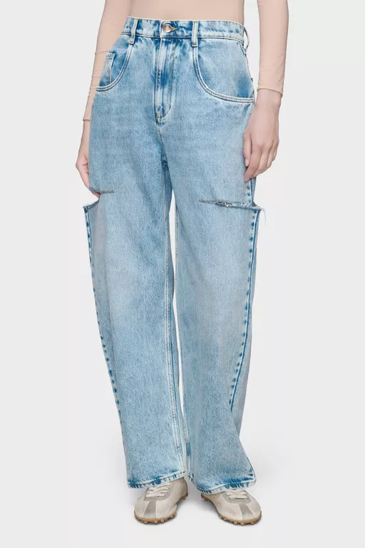 Denim jeans with slash details - Denim