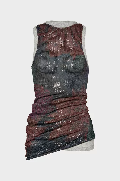 Printed Draped Top - Tops