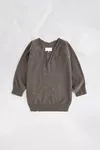 Mud brown - Draped V-Neck Sweater