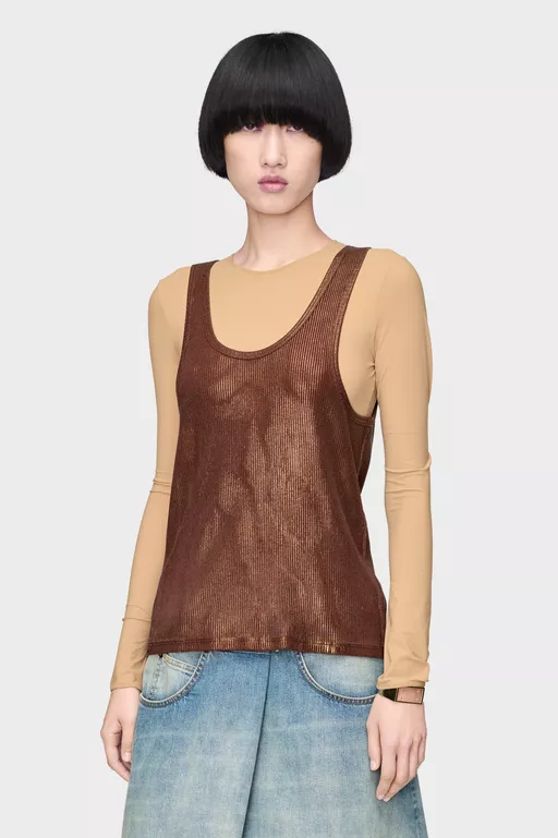 Silver Print Tank Top - Short-sleeved Top