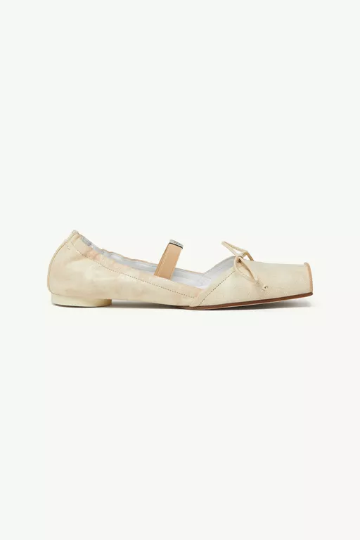 Square-toe leather ballerina shoes - Ballerinas
