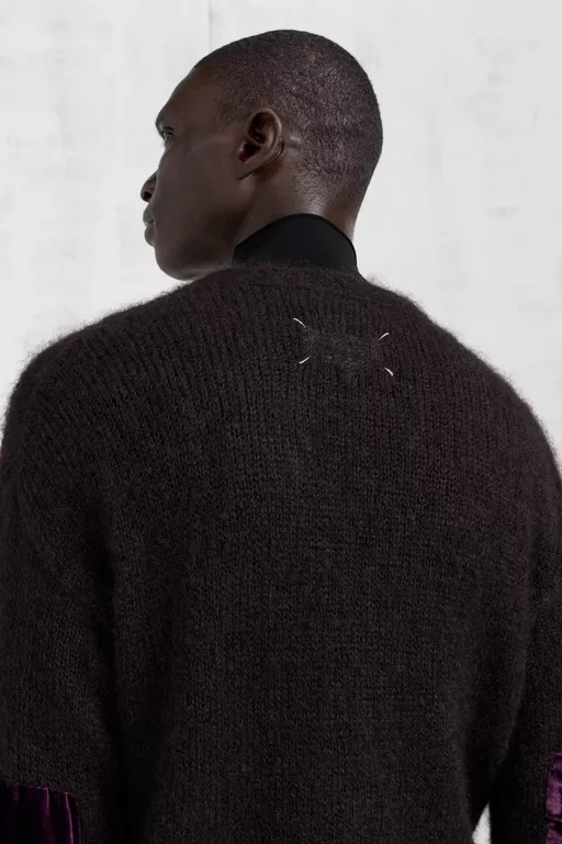 Velvet Patch Mohair Cardigan - Cardigan
