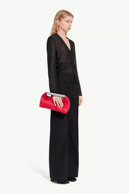 Gathered chiffon V-neck top - Tops
