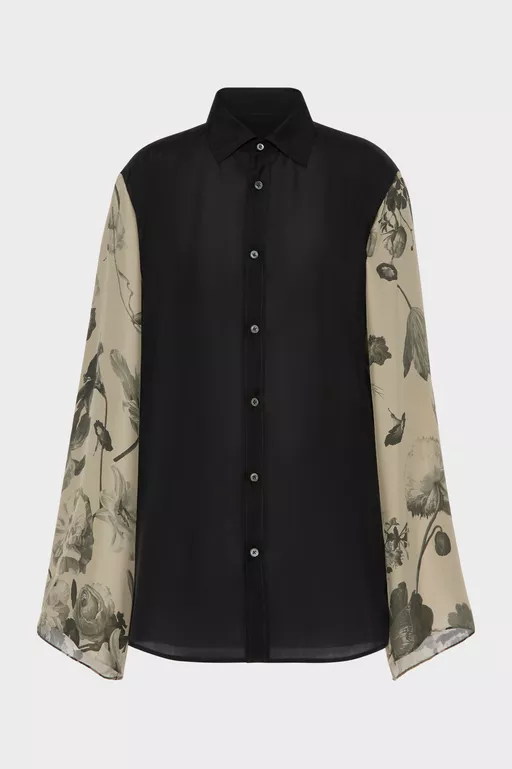 Camisa de seda con estampado floral - Camisas