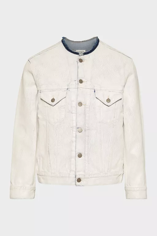 Collarless Denim Jacket - Jackets