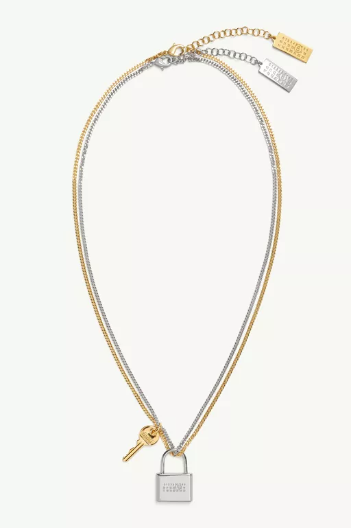 Lock and key two-tone necklace - Necklaces