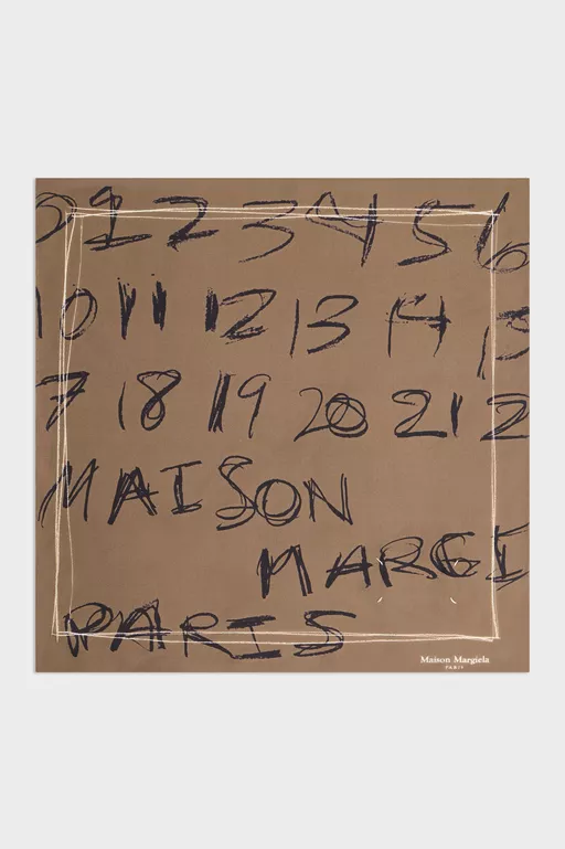 Scribbled Numerical silk foulard