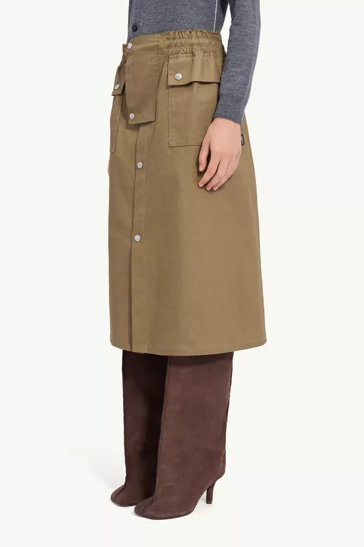 Drawstring coated cotton midi skirt - Midi Skirts
