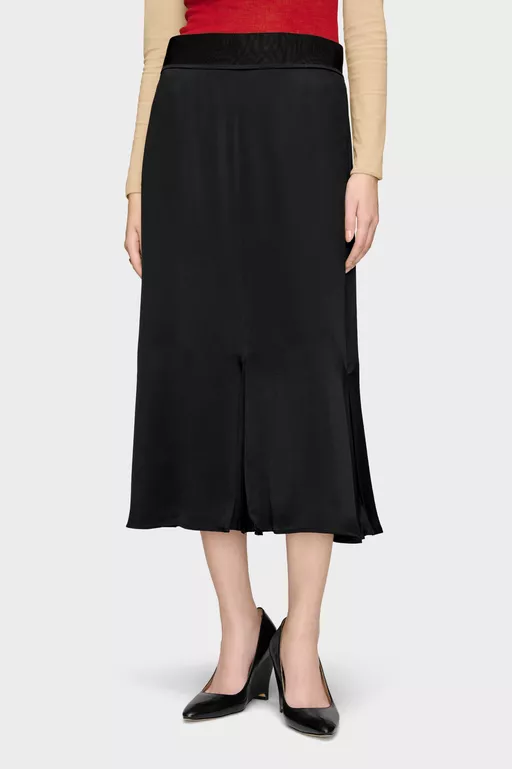Washed Silk Satin Midi Skirt - Midi Skirts