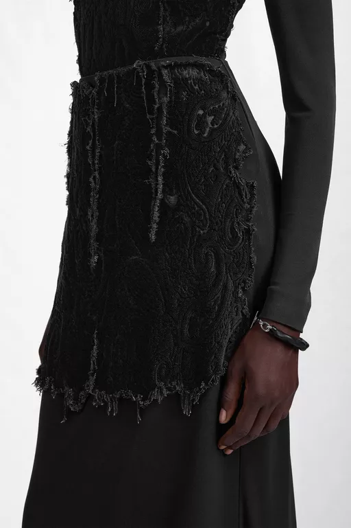 Falda Midi con Panel de Terciopelo - faldas largas