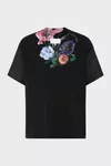Noir - T-shirt floral en soie et coton
