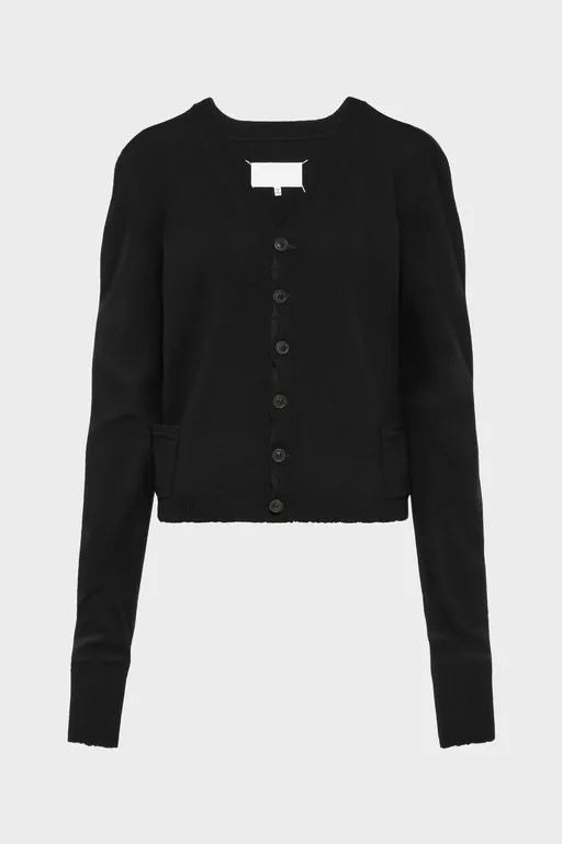 C&aacute;rdigan de lana con cuello de pico - Cardigan