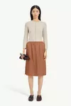 Light Brown - Satin Midi Skirt