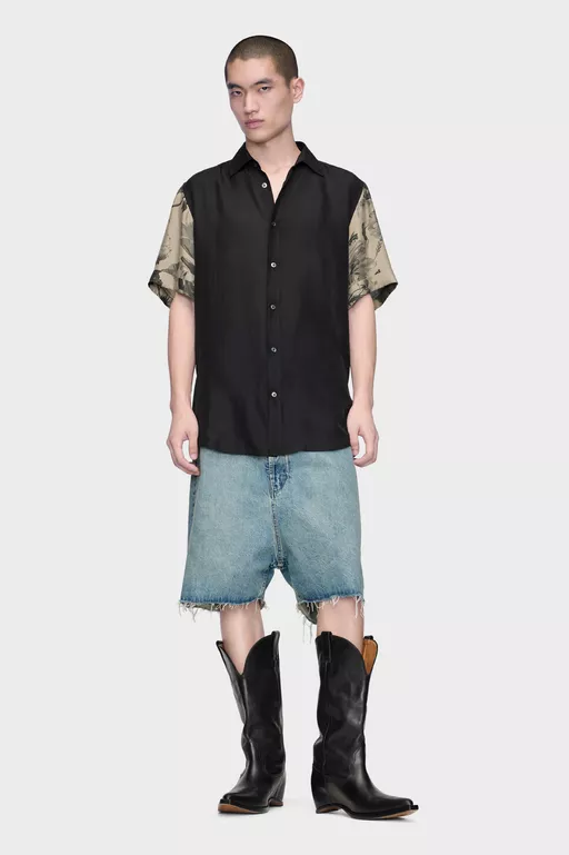 Floral Sleeve Silk Shirt - Shirts