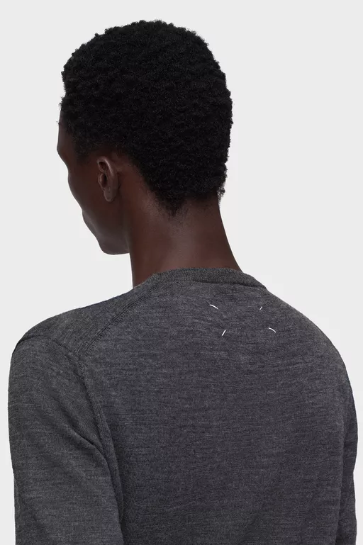 Maglione in misto lana con toppa - Girocollo