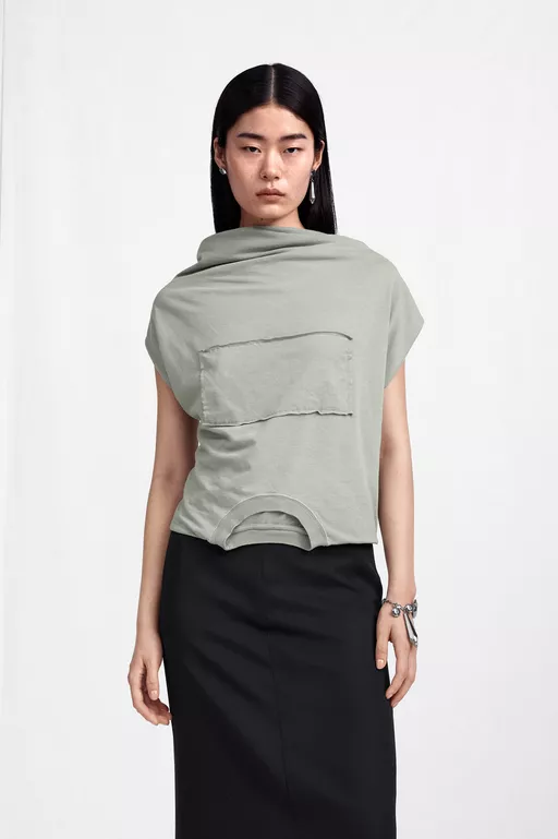 Twisted Back Cotton Top - Short-sleeved Top