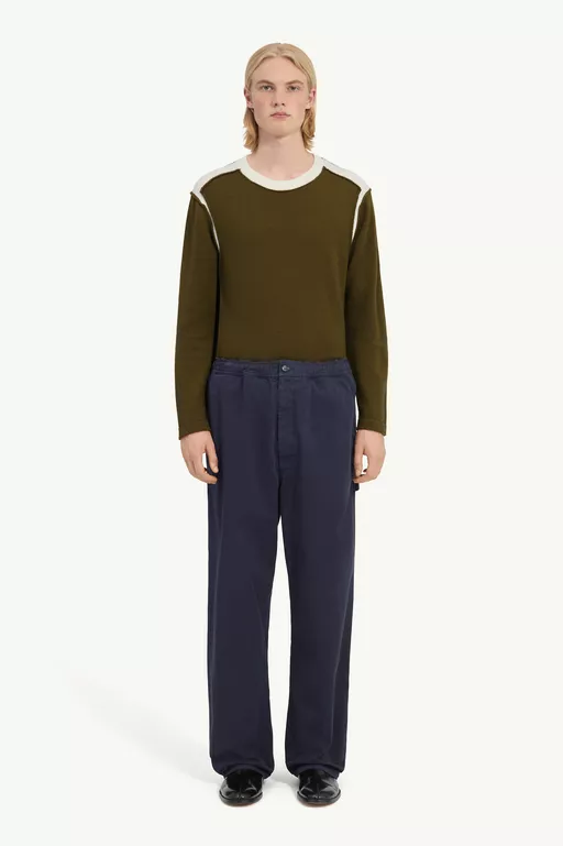 Overdyed gabardine wide-leg trousers