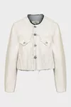 White - Cropped Collarless Denim Jacket