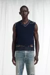 Navy Blue - Acid Knit Wool Vest