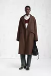 Brown - Checked Wool Overcoat