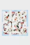 White and light blue - Printed Silk Foulard