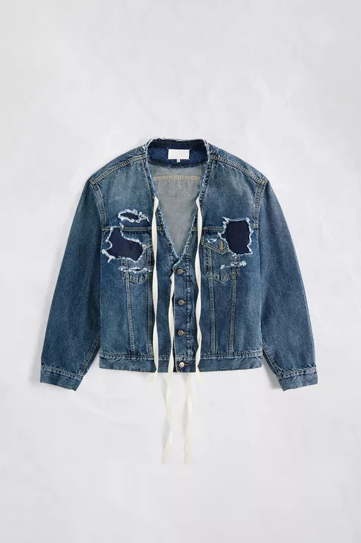 Distressed Assemblage Denim Jacket