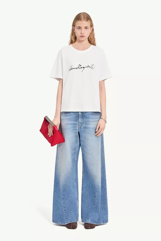 Overdyed handwritten-print T-shirt - T-shirts