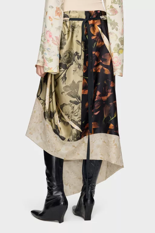 Silk Floral Midi Skirt - Midi Skirts