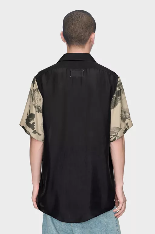 Floral Sleeve Silk Shirt - Shirts