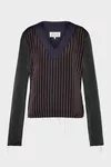 Blue and Black - Printed Long-Sleeve Top