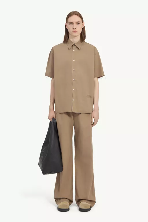 Washed cotton short-sleeve shirt