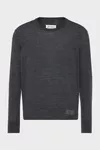 Grigio - Maglione in misto lana con toppa